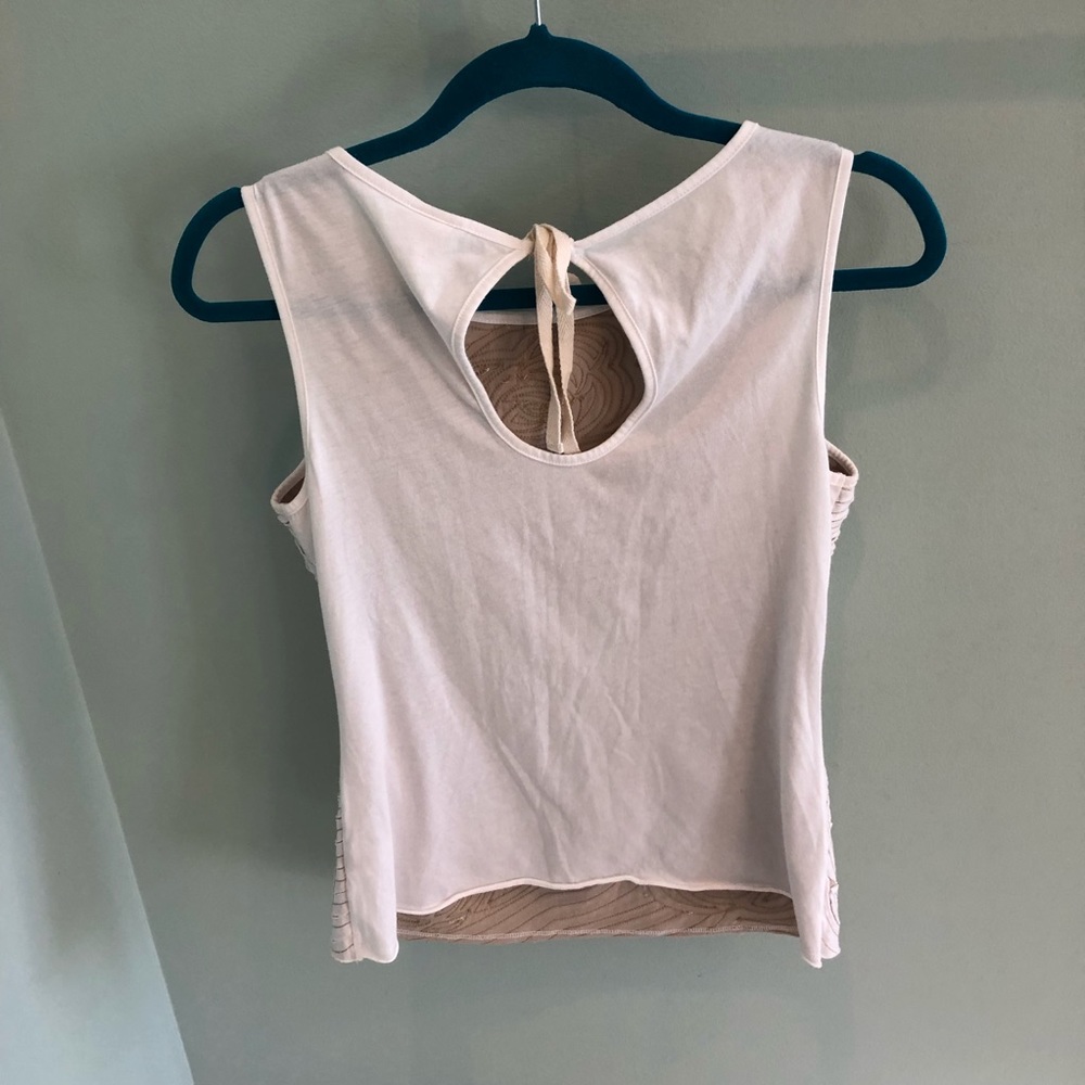 Anthropologie C Keer Textured Floral Cream Tank View 5